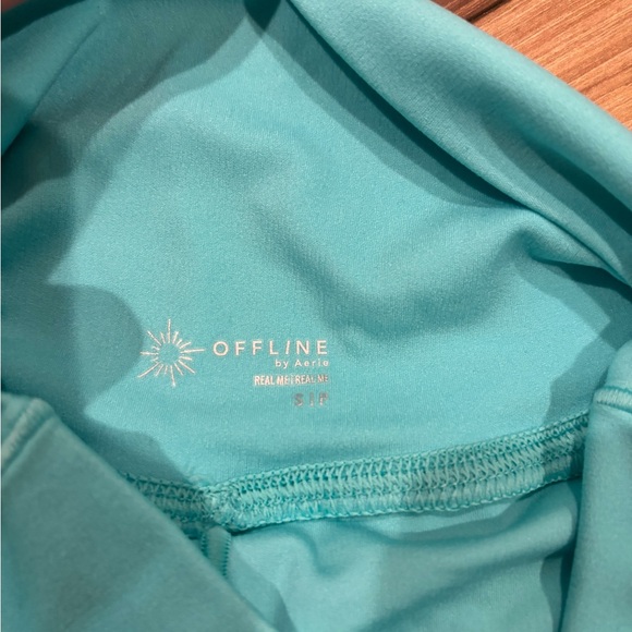 Aerie Real Me Crossover High Rise Shorts in Teal/Light Blue - Picture 4 of 9